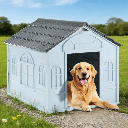 Outdoor large dog kennel - kennel, grey