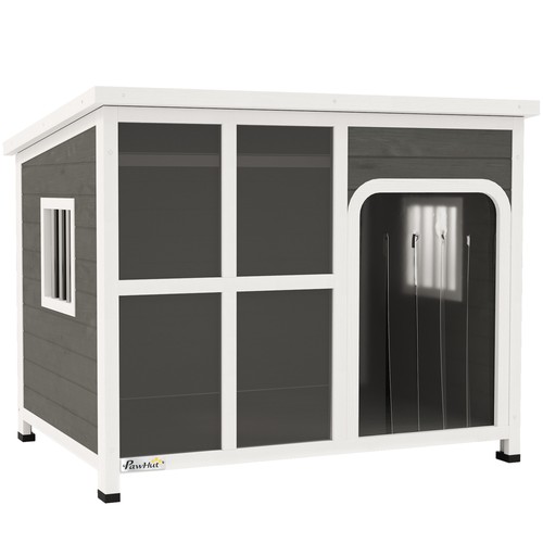 Pawhut wooden dog kennel - wooden,