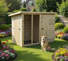 Wooden Dog Kennel and Run